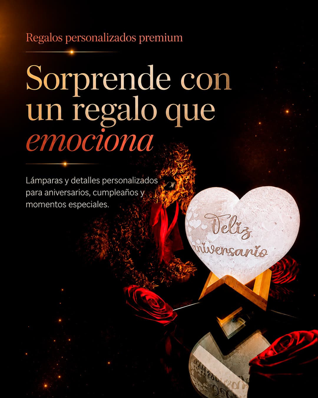 Lámpara corazón 3D personalizada